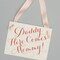 Ritzy Rose Cute Ring Bearer Sign - Coral on 11x8in Ivory Linen Cardstock with Blush Pink Ribbon